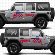 Punisher US-Flaggen-Seitentürstreifen Vinyl-Aufkleber passend für Jeep Wrangler 4