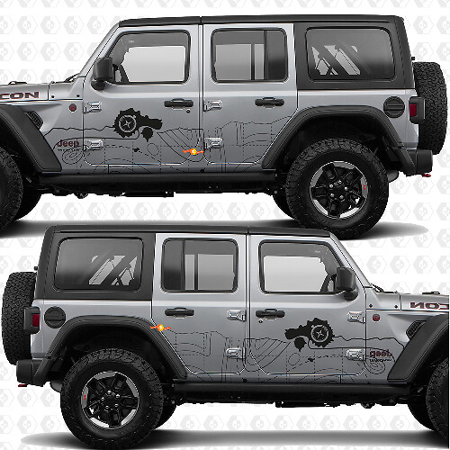 Topographische Karten Kompass Seiten Türen Streifen Vinyl Aufkleber passend für Jeep Wrangler 1