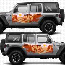 Sunset Desert Canyon Seiten Türen Streifen Vinyl Aufkleber passend für Jeep Wrangler 3