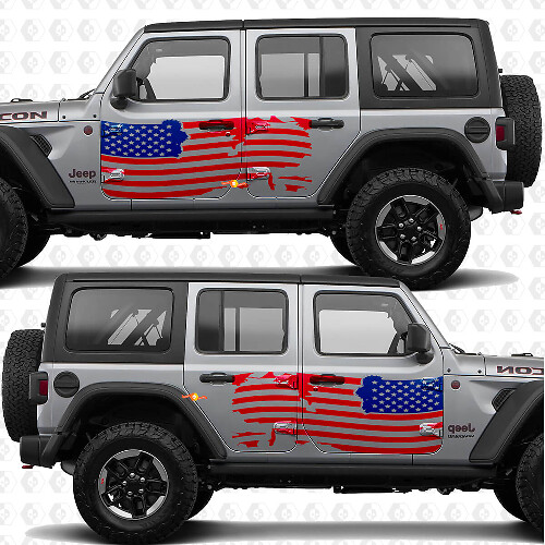 USA-Flagge Splash-Stil Seiten-Vinyl-Aufkleber für Jeep Wrangler