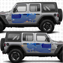 USA-Flagge Splash-Stil Seiten-Vinyl-Aufkleber für Jeep Wrangler_2