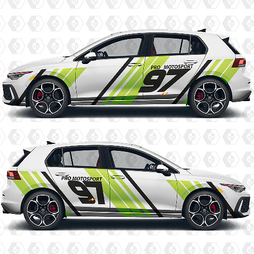 Benutzerdefinierte Textnummer Wickel-Sport-Vinyl-Aufkleber für Volkswagen Golf Gti