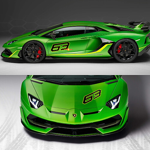 63 Seitenhauben-Aufkleber Grafik Lamborghini Aventador SVJ