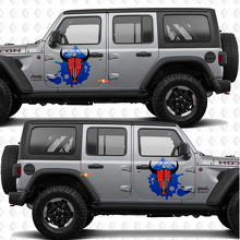 Skull Goat US-Flagge Seitentüren Vinyl-Aufkleber passend für Jeep Wrangler 2