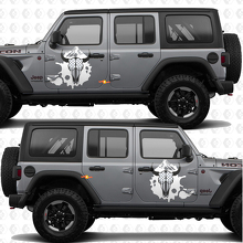 Skull Goat US-Flagge Seitentüren Vinyl-Aufkleber passend für Jeep Wrangler 3