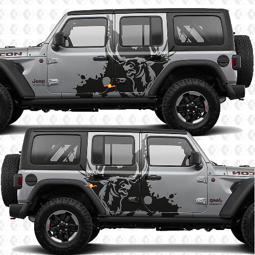 Moose Splash Nature Seitentüren Vinylaufkleber passend für Jeep Wrangler