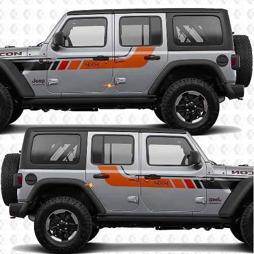 4x4 Retro Seiten-Tür-Streifen Vinyl-Aufkleber-Kit für Jeep Wrangler