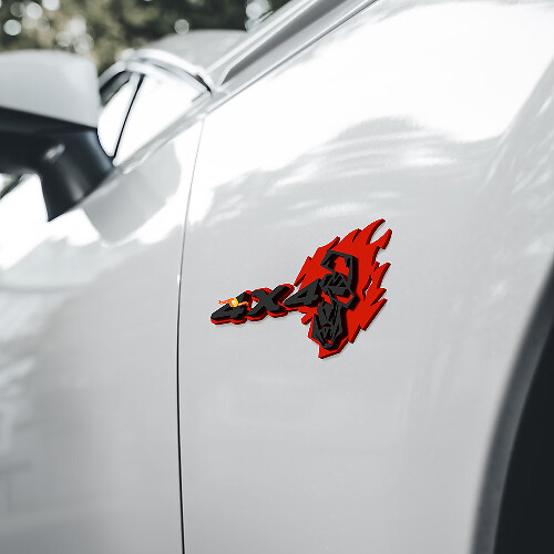 Flammen-Schädel 4x4 Kotflügel-Abzeichen Heckklappen-Emblem 3D-Abzeichen