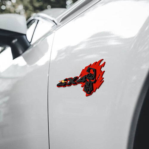 Flammen-Schädel 4x4 Kotflügel-Abzeichen Heckklappen-Emblem 3D-Abzeichen