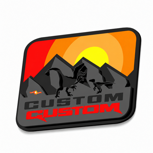 Raptor Custom Sunset Mountains Dinosaur 3D — Emblem (Kotflügel, Heckklappe) für Ford Bronco