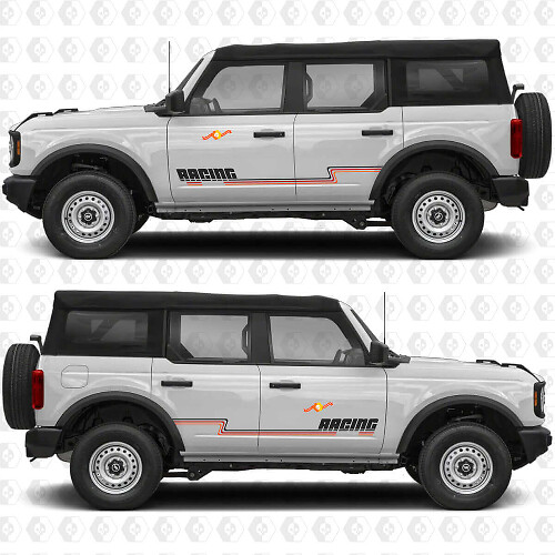 Custom Text Vintage Racing Streifen Seitentüren Vinyl Aufkleber Sticker Grafik für Ford Bronco