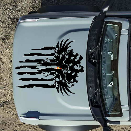 Amerikanische Flagge Adler Motorhauben-Vinylaufkleber für Musclecar Horse