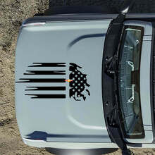 Motorhaube Amerikanische Flagge Zerstörte Aufkleber Sticker für Musclecar horse 4