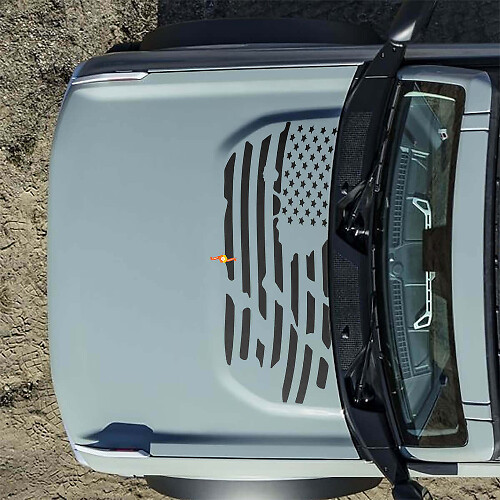 Motorhaube Amerikanische US-Flagge Zerstörte Aufkleber Sticker für Ford Bronco