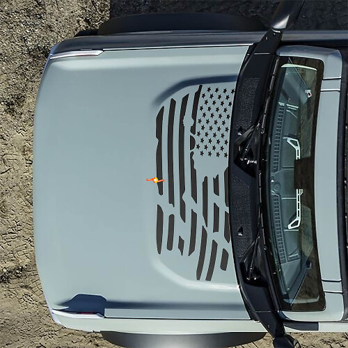 Motorhaube Amerikanische US-Flagge Zerstörte Aufkleber Sticker für Ford Bronco