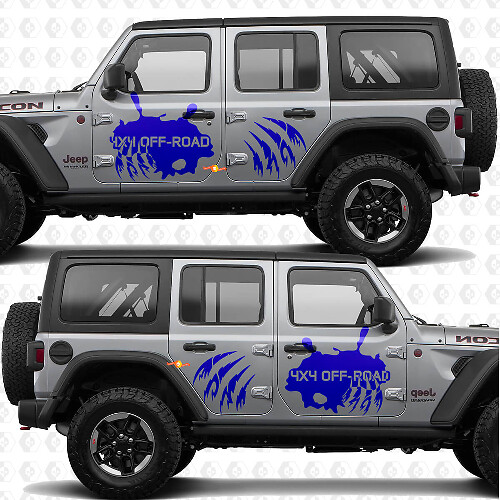 Paar Kratzspuren Seiten Türen Vinyl Aufkleber Freedom Edition 4x4 Off Road mokap passend für Jeep Wrangler Rubicon 4h4