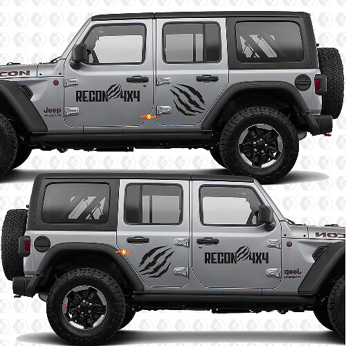 Paar Kratzspuren Seiten Türen Vinyl Aufkleber Sticker Recon 4x4 Sunrise mokap passend für Jeep Wrangler Rubicon 4h4
