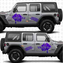 Paar Kratzer Vinyl-Dekor Aufkleber Seiten Türen Rubicon 4x4 Sunrise mokap passt für Jeep Wrangler 4h4 3