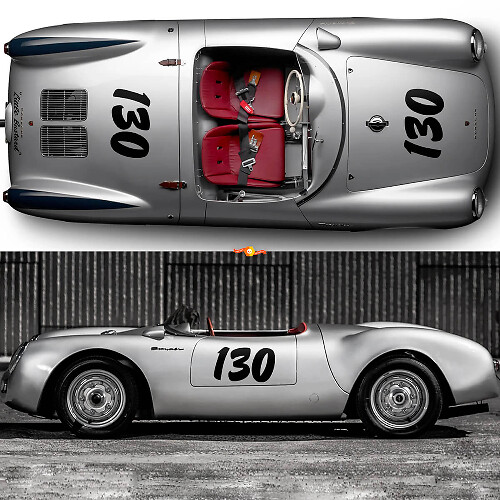 Komplettset Porsche 130 Little Bastard James Dean Seitenstreifen Kit Aufkleber Sticker PORSCHE 550