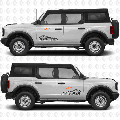 4x4 Offroad Berge Seitentür Vinyl Aufkleber Sticker Grafik 3 für Ford Bronco