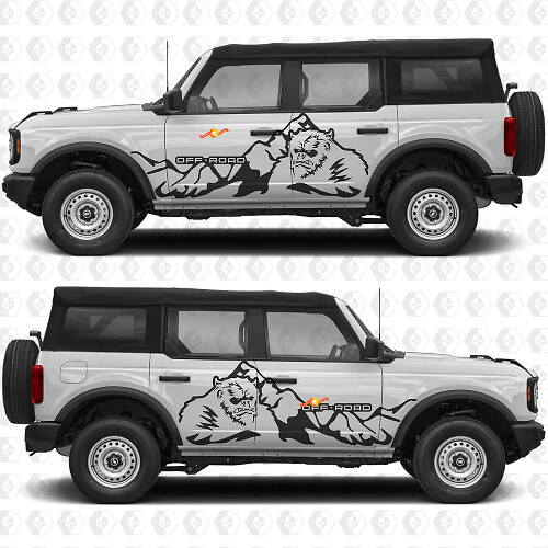 Yeti 4x4 Offroad Berge Seitentür-Grafiken Vinyl-Aufkleber passt für Ford Bronco