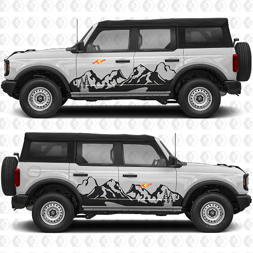 Mountains Side Doors Grafiken Vinyl-Aufkleber Sticker passend für Ford Bronco