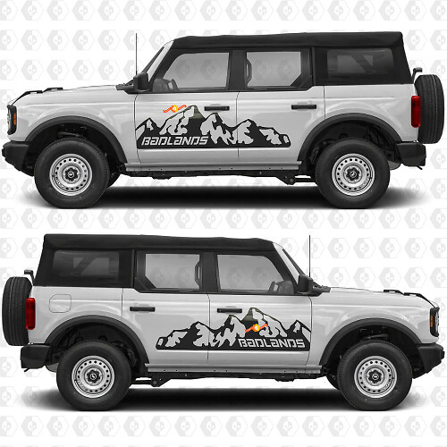 Mountains Side Doors Grafik Vinyl Aufkleber passt für Ford Bronco Badlands