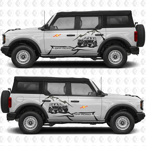 Rock Crawler Mountains Seiten-Türen Grafik Vinylaufkleber 2 passend für Ford Bronco