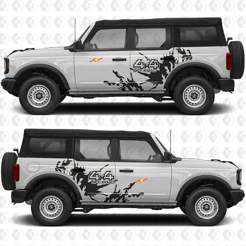 4x4 Offroad Schlamm Spritzschutz Seiten Vinyl Aufkleber Set für Musclecar Horse