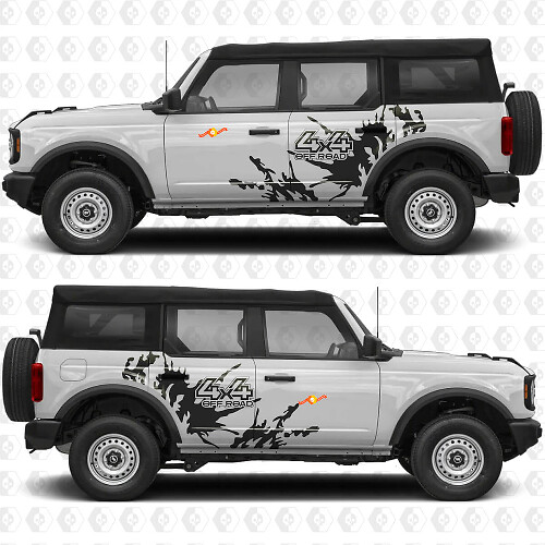 4x4 Offroad Spritzschutz Seiten Türen Grafik Vinyl Aufkleber Sticker passend für Ford Bronco