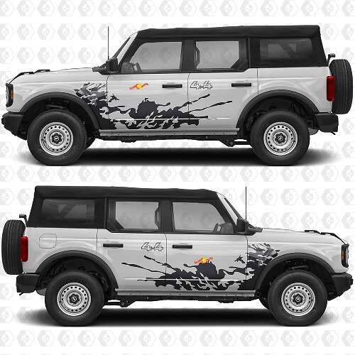 4x4 Off Road Splash Side Doors Graphics Vinyl Decal Sticker 3 fits to Ford Bronco