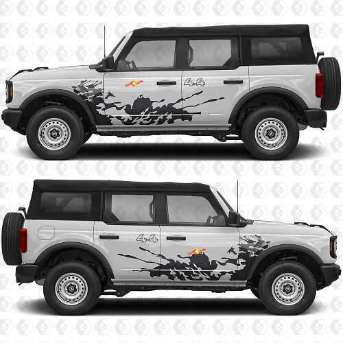 4x4 Offroad Spritzschutz Türen Seiten Grafiken Vinyl Dekor Aufkleber 3 passend für Ford Bronco
