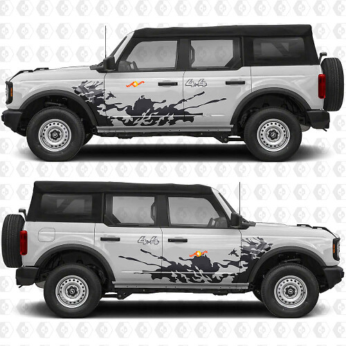 4x4 Offroad Spritzschutz Seitentüren Vinyl Aufkleber Sticker Grafik 2 für Ford Bronco