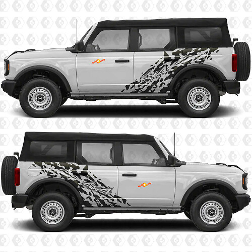 4x4 Offroad Splash Seiten Türen Vinylaufkleber Aufkleber Grafik 3 für Ford Bronco