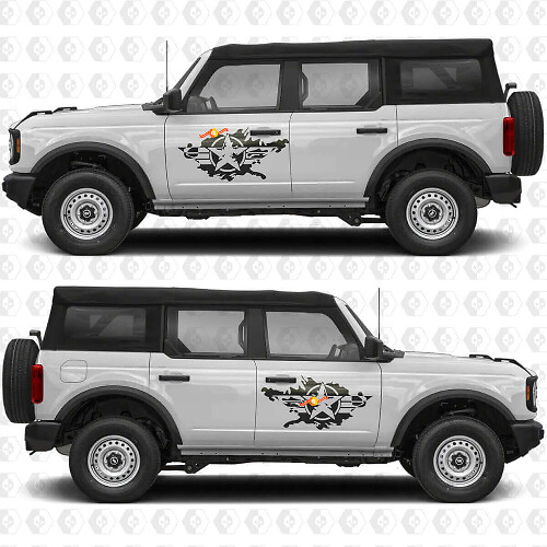 Military Star Splash Türen Vinyl Aufkleber Sticker Grafiken für Ford Bronco