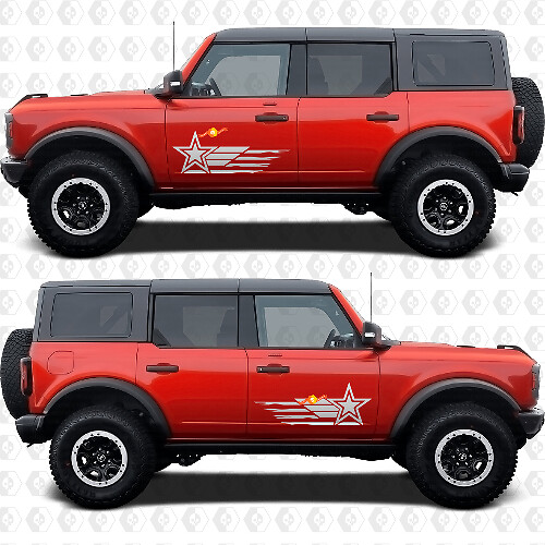 USA-Flagge Militärstern Seiten-Tür Vinyl-Aufkleber-Set für Musclecar Horse
