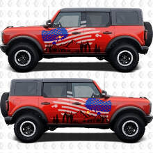 US USA Flag Berge Seiten Türen Grafiken Vinyl Aufkleber Sticker passend für Musclecar horse 3