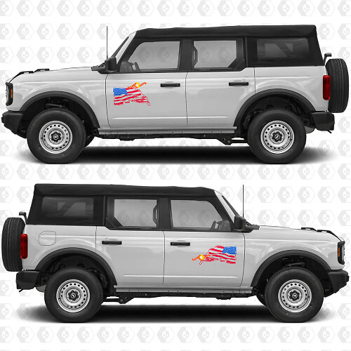 US USA Flag Seiten Tür Grafiken Vinyl Aufkleber Sticker 2 Farben passend für Ford Bronco