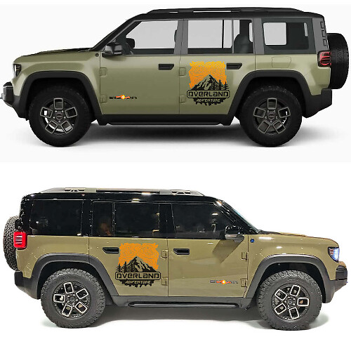 Overland Adventure Berge und topografische Karte Seiten-Türen Vinyl-Aufkleber für Jeep Recon 1