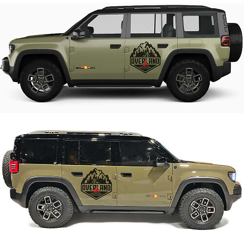 Overland Lagerfeuer Wald- und Berg-Seitentüren Vinylaufkleber für Jeep Recon 1