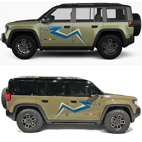 Freedom Star Thin Blue Line Seitenfaltentüren Vinylaufkleber für Jeep Recon 1