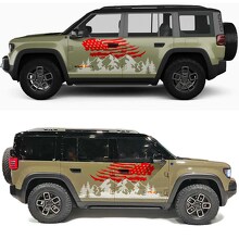Mountains and Trees US-Flag Seiten-Türen Vinylaufkleber für Jeep Recon 2