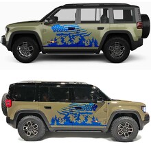 Mountains and Trees US-Flag Seiten-Türen Vinylaufkleber für Jeep Recon 3