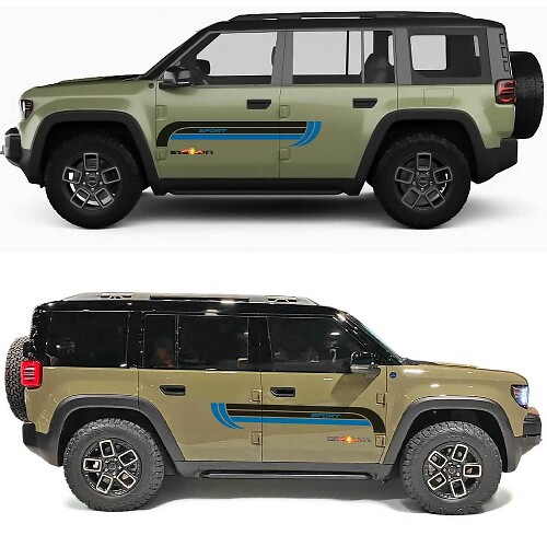 Streifen Retro Sport Seiten-Türen Vinyl-Aufkleber für Jeep Recon 1