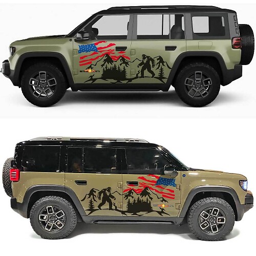 Bigfoot Used US-Flagge Berg Seitentüren Vinyl-Aufkleber für Jeep Recon 1