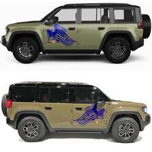Abgenutztes US-Flagge Weißkopfseeadler Seiten Türen Vinyl Aufkleber 2 für Jeep Recon 2