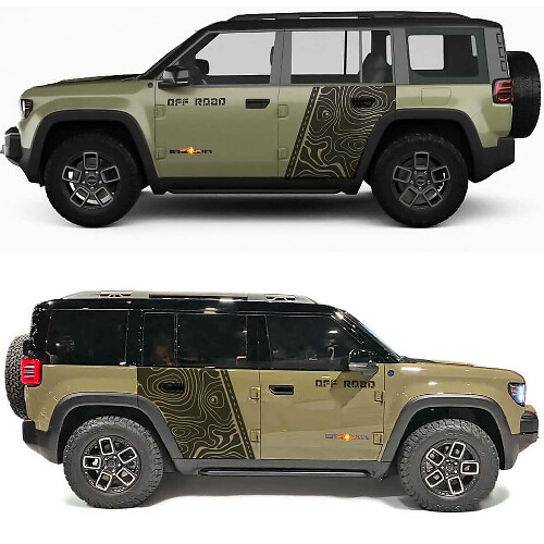 Topografische Karte Offroad Seitentüren Vinyl-Aufkleber für Jeep Recon 1
