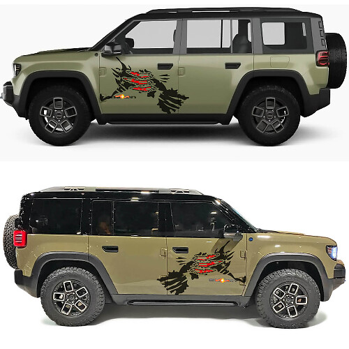 Abgenutzter US-Flaggen-Klauen-Seitentür-Aufkleber aus Vinyl für Jeep Recon 1