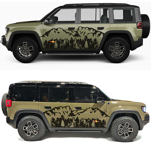 Berge Wald Bäume Seitentüren Vinylaufkleber für Jeep Recon 1