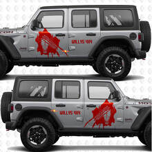4x4 Krallenabdruck Totenkopf Seitentür Vinylaufkleber passend für Jeep Wrangler 2